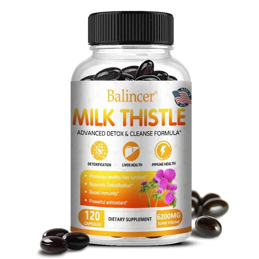 Balincer Milk Thistle Extract Supplement 6200mg - Liver Health, Detoxification - Antioxidants, Non-GMO, Gluten-Free