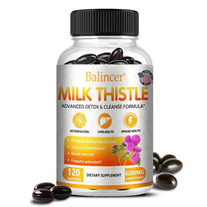 Balincer Milk Thistle Extract Supplement 6200mg - Liver Health, Detoxification - Antioxidants, Non-GMO, Gluten-Free