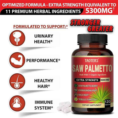 Saw Palmetto Berry PhytoSupplement - Combined with Turmeric, Tribulus, Maca, Green Tea and More - Prostate Support, 120 Capsules