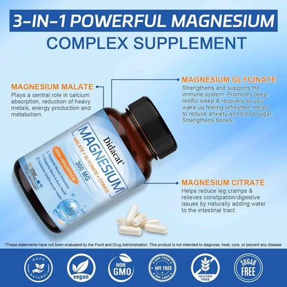 High Absorption Magnesium Complex - Supports Muscle, Nerve, Bone and Cardiovascular Health, Vegetarian, Non-GMO, 60 Capsules