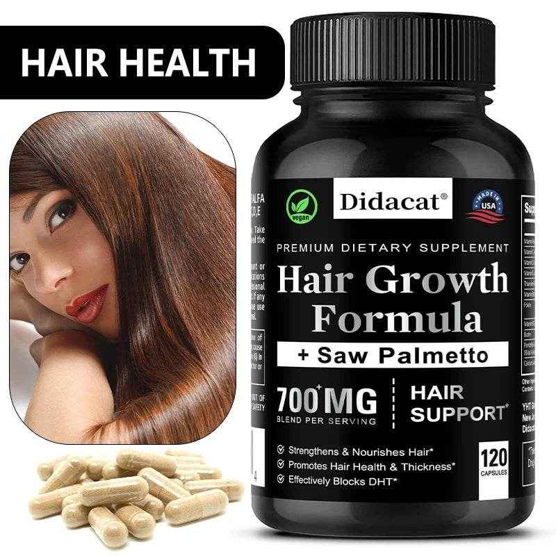 Hair Loss Supplements for Men &amp; Women with Biotin - Saw Palmetto Supplements for Healthy and Strong Hair - Promotes Hair Growth