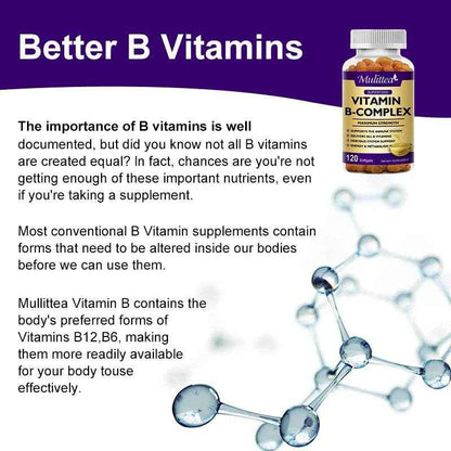 Mulittea Vitamin B Complex Capsules Help Relieve Fatigue Improve Digestion Reduce Stress Better Mood Support Immune Supplement