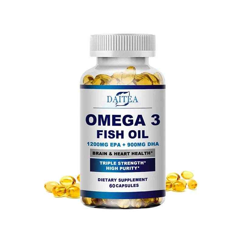 Premium Omega 3 Fish Oil | High EPA 1200 mg + DHA 900 mg | Supports Brain &amp; Heart Health