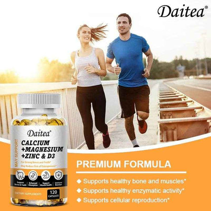 Calcium, Magnesium, Zinc + Vitamin D3 for Healthy Teeth, Bones and Muscles, Heart and Nervous System Health, Immune Function