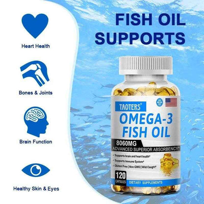 Omega-3 Fish Oil Supplement - Rich in EPA+DHA, Lutein, Supports Heart, Brain &amp; Joint Health, Antioxidant, 120 Capsules