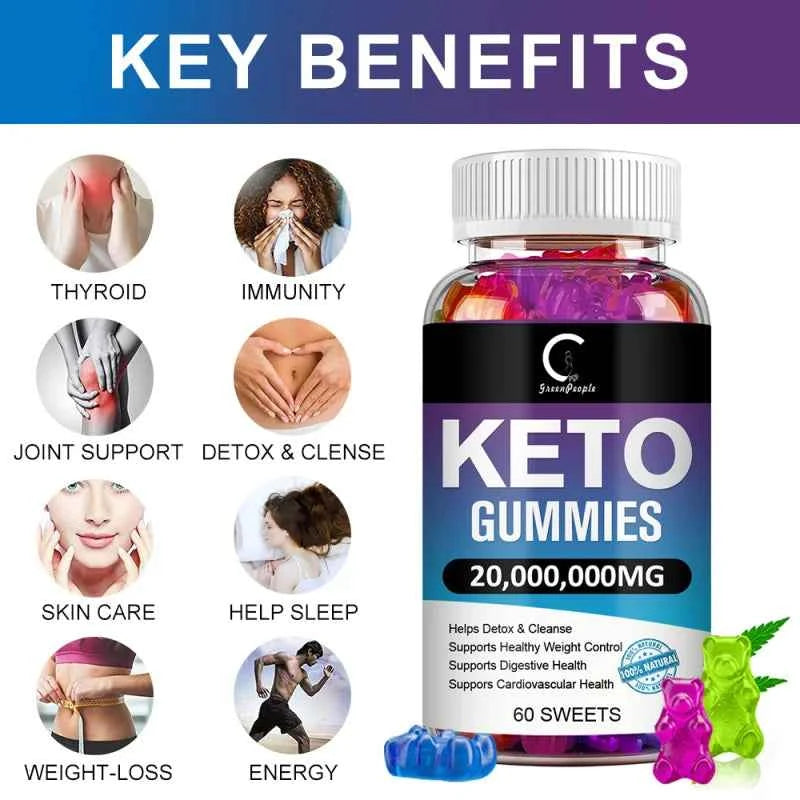 GPGP GreenPeople 60PCS Keto Gummies Keto Gummy Supplement Help For Weight Loss For Women And Men - Cleanse - Detox