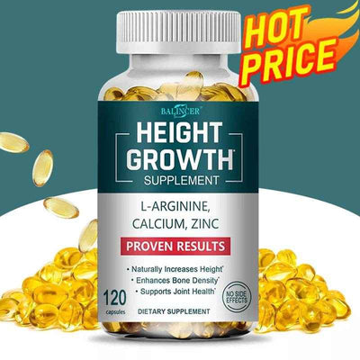 Height Growth Supplement - with Calcium, Vitamin D3 To Support Joint Health, Bone Strengthening and Growth - 120 Capsules