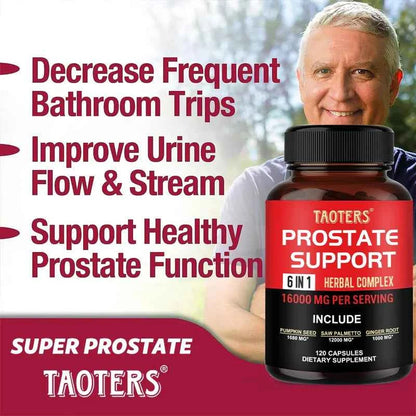 6 in 1 Herbal Capsules 16000mg - Prostate Supplement, Helps with Urinary Tract Control, Relieves Inflammation