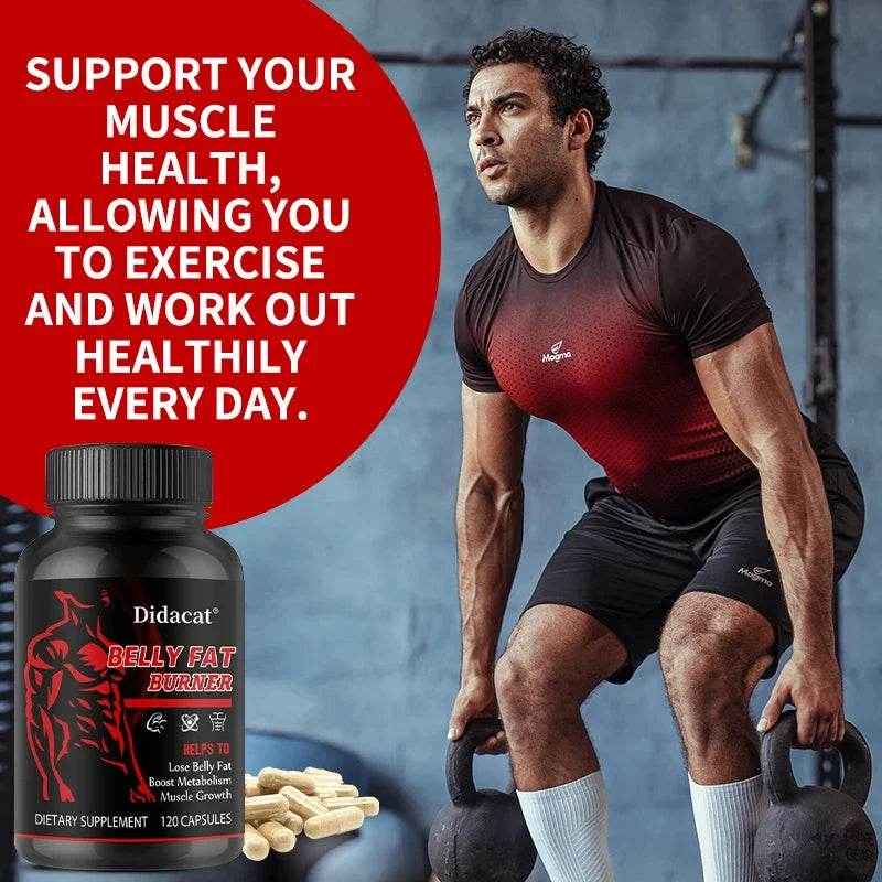 Didacat Belly Fat Burner for Men - Burn Belly Fat, Tighten Abs, Boost Muscle Growth, Metabolism - Caffeine Free