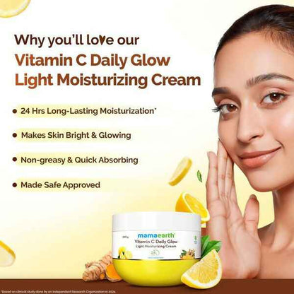 Mamaearth Vitamin C Daily Glow Light Moisturizing Cream with Turmeric &amp; Vitamin C For Skin Brightening