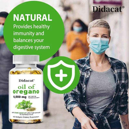 Oregano Oil 6000mg Softgels with Black Seed Oil Strength For Gut Health, Digestive Health, Immune Support