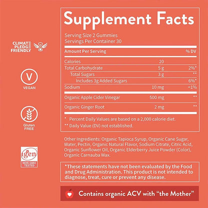 Pure Apple Cider Vinegar - Weight Management, Metabolism Boost, Fat Burning, Appetite Suppressant, Detoxification - 60 Gummies