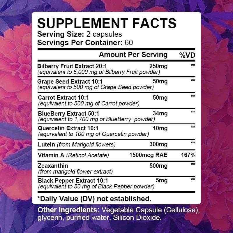 Advanced Eye Vitamin Supplement for Macular Health &amp; Dry Eyes - Improve Eye Fatigue, Stress &amp; Night Vision, Adults Men Women