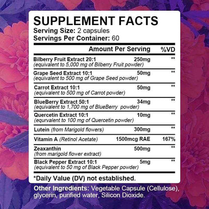 Advanced Eye Vitamin Supplement for Macular Health &amp; Dry Eyes - Improve Eye Fatigue, Stress &amp; Night Vision, Adults Men Women