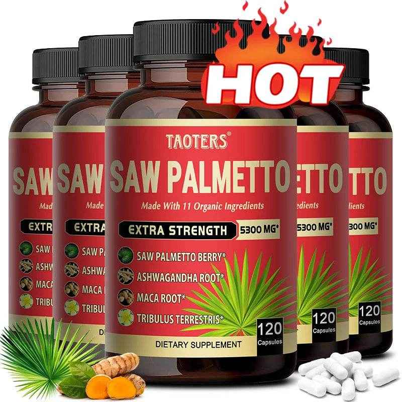 Saw Palmetto Extra Strength 5300mg Combined with Ashwagandha, Turmeric, Tribulus, Maca, Green Tea, Etc - Support Prostate Health