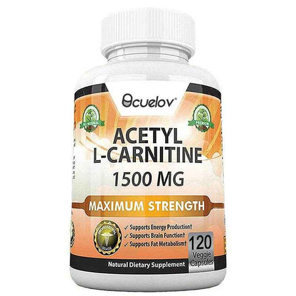 Acetyl L-Carnitine 1500 mg, Supports Efficient Energy Production, Brain Function, Fat Metabolism, 120 Capsules