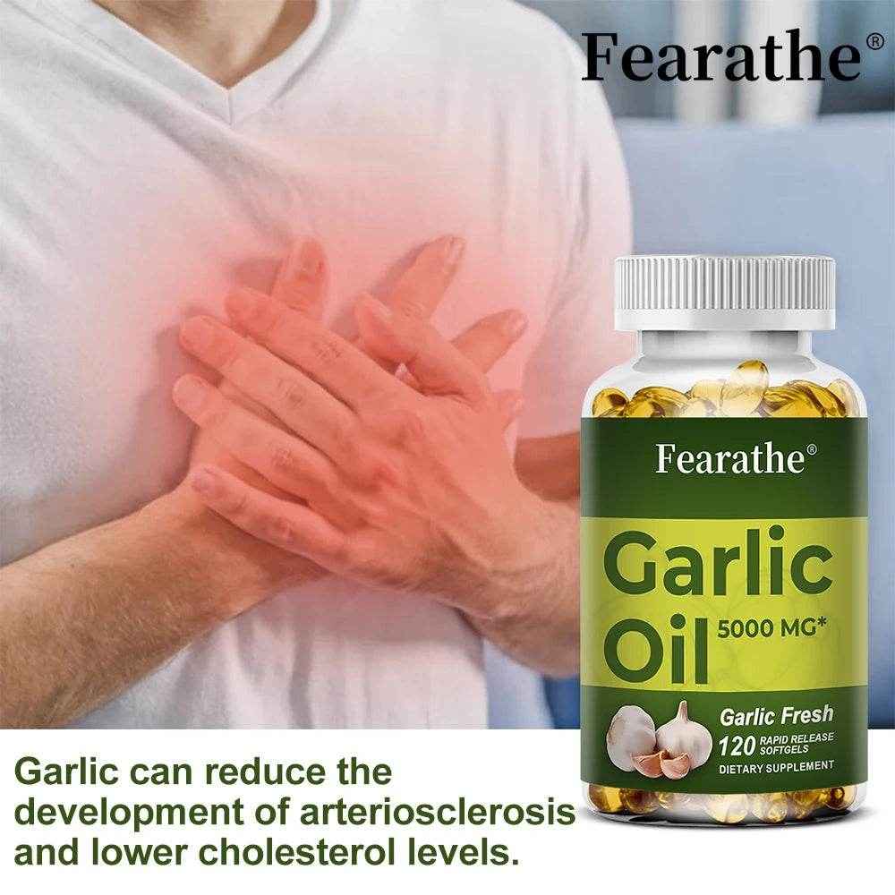 Garlic Oil Capsules, organic extract, promotes healthy cholesterol levels, immune system support