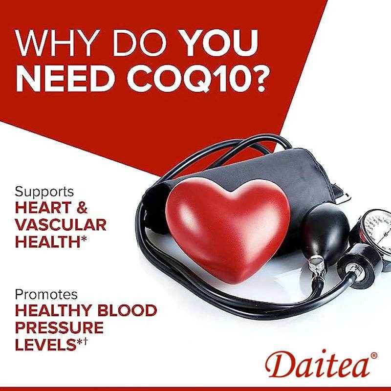 Daitea Coenzyme Q10 Capsules 500mg, for Circulation Stress Health and Body Energy, Better Absorption, Antioxidant