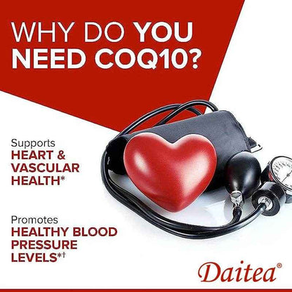 Daitea Coenzyme Q10 Capsules 500mg, for Circulation Stress Health and Body Energy, Better Absorption, Antioxidant