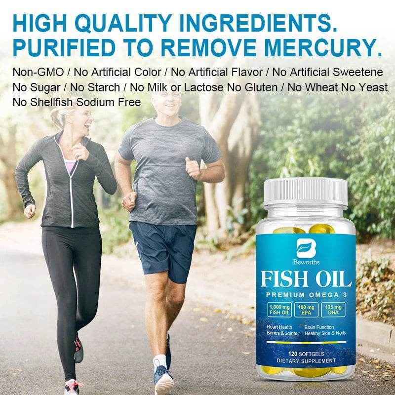BEWORTHS Omega-3 Fish Oil Supplement High in EPA + DHA for Heart, Brain and Immune Support Nutrition Dietary Supplement