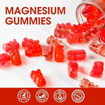 Magnesium Glycinate Gummies - Support Sleep Relax Nerves- Good Mood Brain Health Muscle Strengthen and Bones