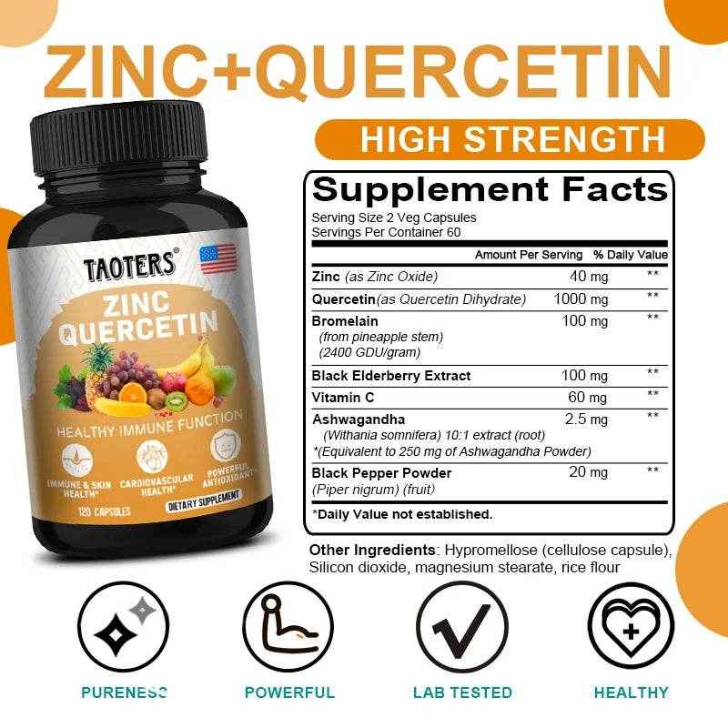 Quercetin Antioxidant Supplements Lung Support Cardiovascular Skin Health Immune Function Anti-Inflammatory Beauty &amp; Health Zinc