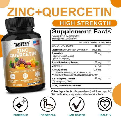 Quercetin Antioxidant Supplements Lung Support Cardiovascular Skin Health Immune Function Anti-Inflammatory Beauty &amp; Health Zinc