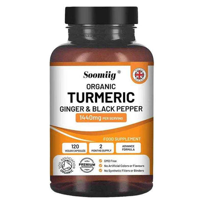 Organic Turmeric Ginger &amp; Black Pepper Blend Capsules Joint Health Supplement Helps Joint Flexibility and Cushioning