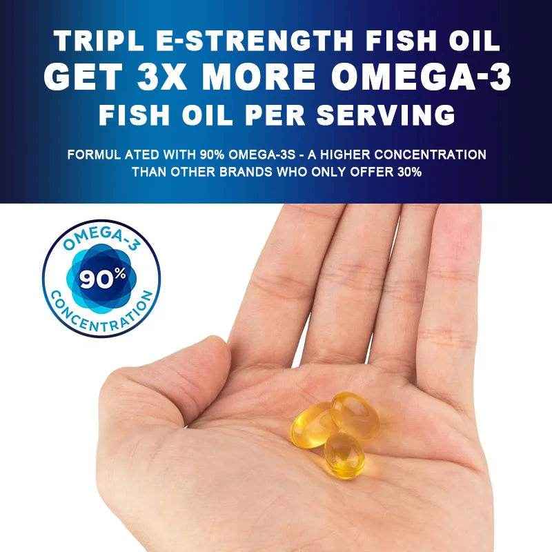 Alliwise Omega 3 Fish Oil Capsules Helps Brain &amp; Cardiovascular System, Relief Eye Fatigue, Improve Cognitive &amp; Learning Ability