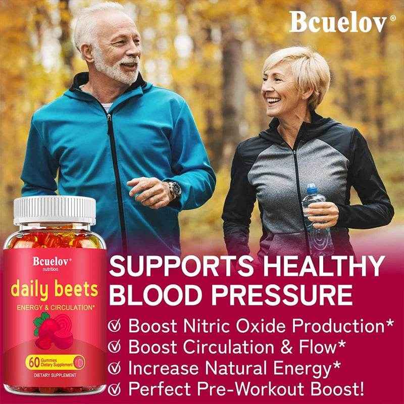 Beetroot Gummies - with Grapeseed and Anthocyanins - Energy, Circulation and Heart Health, Blood Pressure Support, Antioxidants