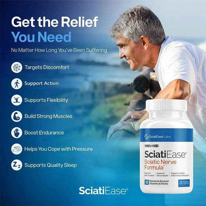 Sciatic Nerve Health Support Supplement with PEA, Vitamin B Complex, Alpha Lipoic Acid for Muscles Joints Sleep Nerve Support