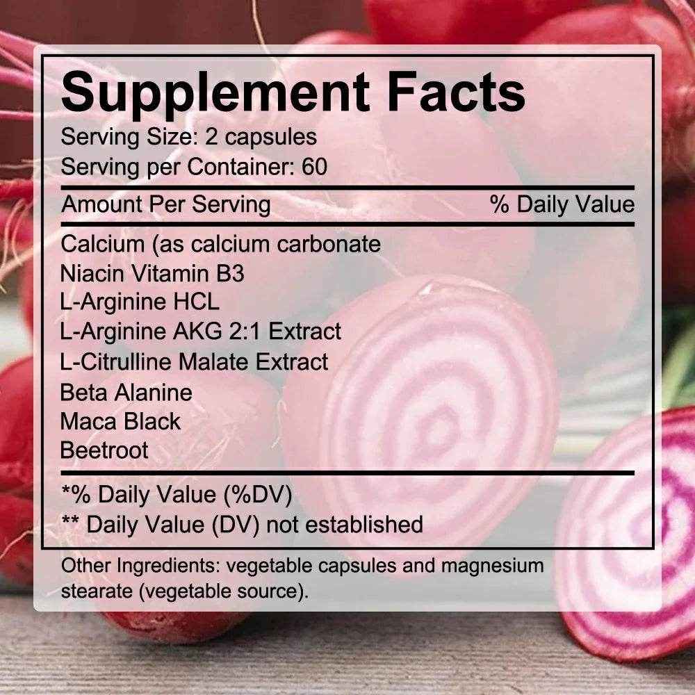 Nitric Oxide Booster, Beta-Alanine, Premium Muscle Support Nitric Oxide Booster, Maximum Potency, Strong, 120 Capsules