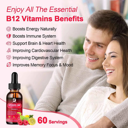 BEWORTHS Vitamin B12 Drops Energy Supplements Support Immune Health Protecting Cardiovascular Health Promote Digestion