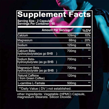 Keto BHB Exogenous Ketone - Fat Burning, Boosts Immunity, Boosts Metabolism, Food Suppressant - 120 Capsules