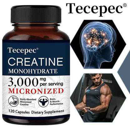 Creatine Monohydrate 3000 Mg Capsules, Supports Pre-Workout and Healthy Muscles, Focus &amp; Memory, Easy To Absorb