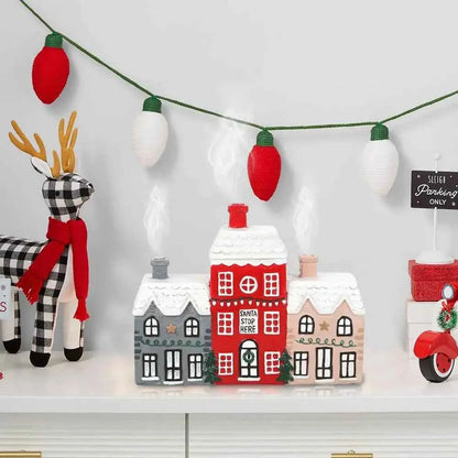 Christmas House Incense Burner - Resin Village Log Cabin Chimney Holder for Festive Home Decoration
