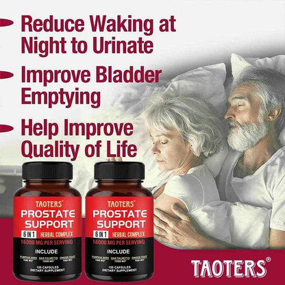 6 in 1 Herbal Capsules 16000mg - Prostate Supplement, Helps with Urinary Tract Control, Relieves Inflammation