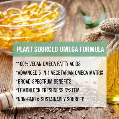 Omega 3 Fish Oil Capsules Non-GMO Gluten Free Dietery Supplement- Supports Nervous System, Skin Hair Health, Relieves Stress