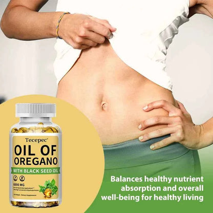 Oregano Oil Supplement with Black Seed Oil - Balanced Digestion and Gut Health