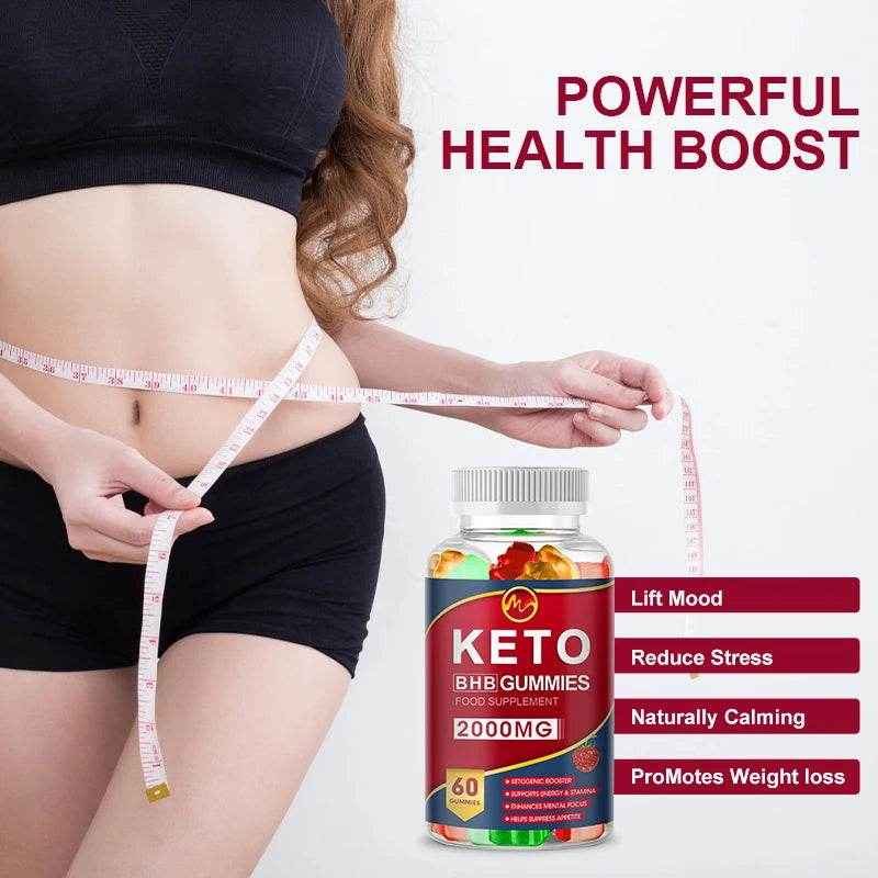 3-Pack Advanced Weight Loss Keto Gummies Ketone Fat Burner Weight Loss Detox Cleanse Immune System Dietary Supplement