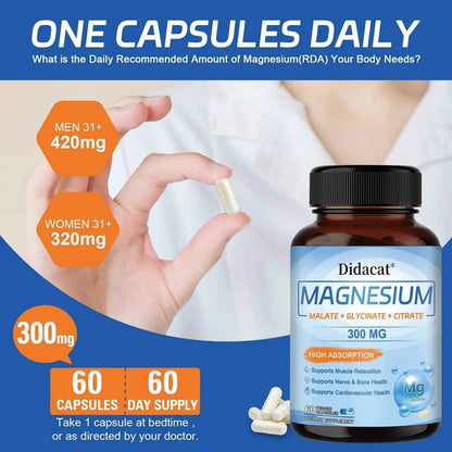 High Absorption Magnesium Complex - Supports Muscle, Nerve, Bone and Cardiovascular Health, Vegetarian, Non-GMO, 60 Capsules