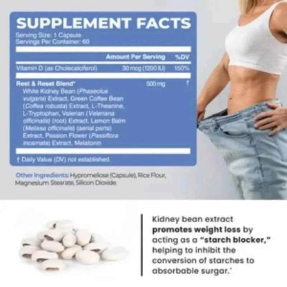 White Kidney Bean, Green Tea Leaf Extract, Nighttime Fat Burner, Boosts Metabolism, Improves Sleep, 120 Capsules