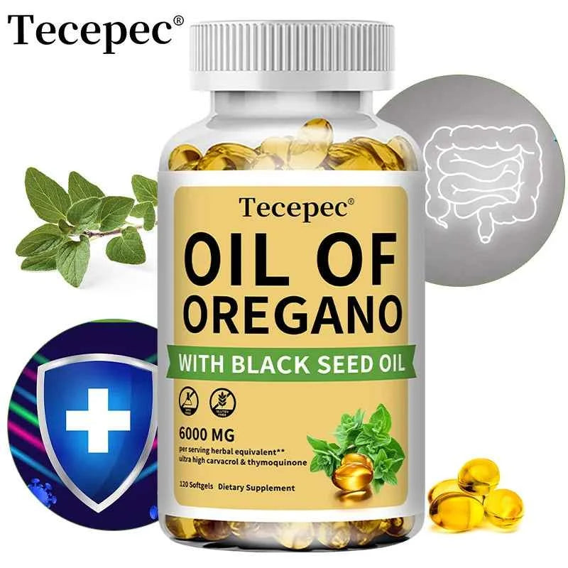 Oregano Oil Supplement with Black Seed Oil - Balanced Digestion and Gut Health
