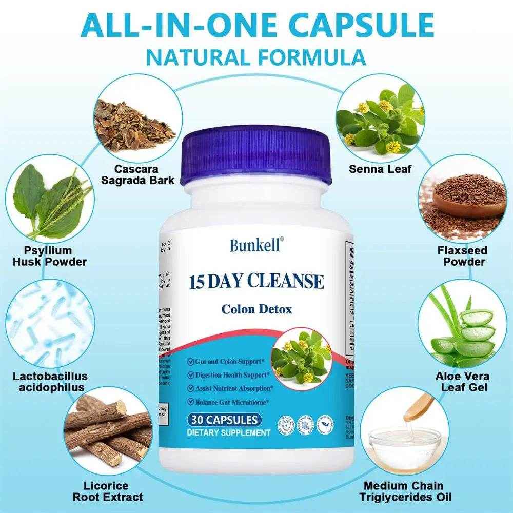 Best Selling Gut Health Supplement Improves Digestive Comfort 15-Day Cleanse Detox Gut and Colon Support Premium Capsules