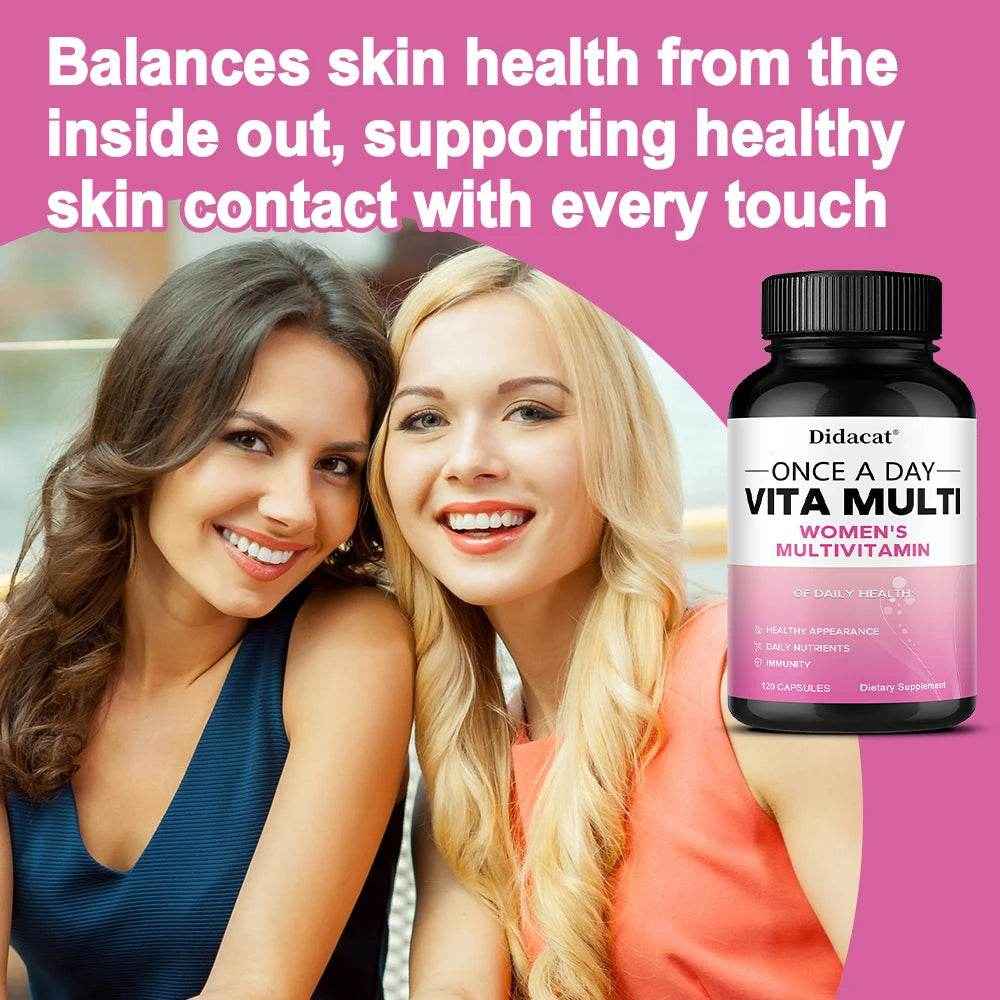 Multivitamin Supplement for Women with Iron, Folic Acid, Biotin and Calcium To Help Immunity and Cellular Energy, Bone Health