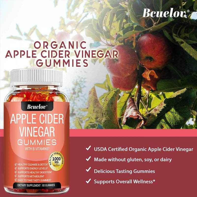 Bcuelov Apple Cider Vinegar Gummy Vitamins - Detox Cleanse, Fat Burner, Weight Management, Digestion Booster, Metabolism