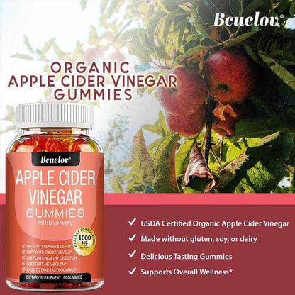 Bcuelov Apple Cider Vinegar Gummy Vitamins - Detox Cleanse, Fat Burner, Weight Management, Digestion Booster, Metabolism