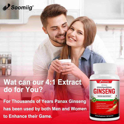Authentic Korean Red Ginseng Capsules, Powerful Ginsenosides, Energy Supplement - Supports Immunity and Energy, 120 Capsules