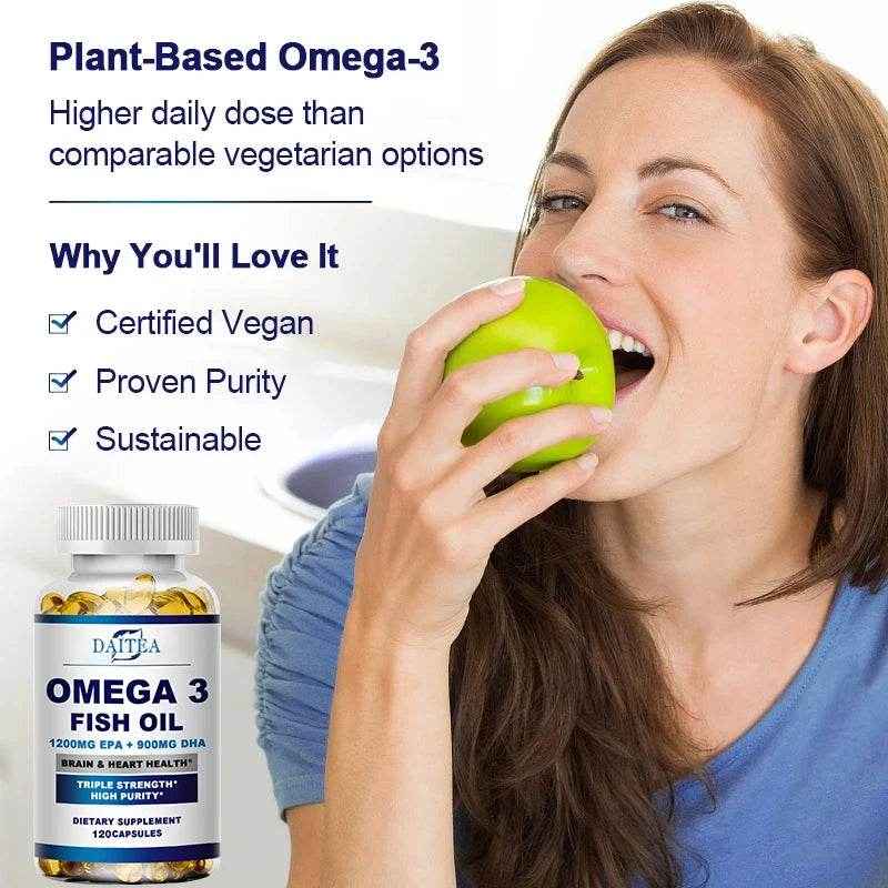 Premium Omega 3 Fish Oil | High EPA 1200 mg + DHA 900 mg | Supports Brain &amp; Heart Health