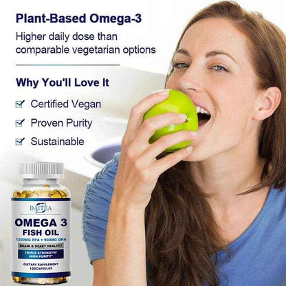 Premium Omega 3 Fish Oil | High EPA 1200 mg + DHA 900 mg | Supports Brain &amp; Heart Health